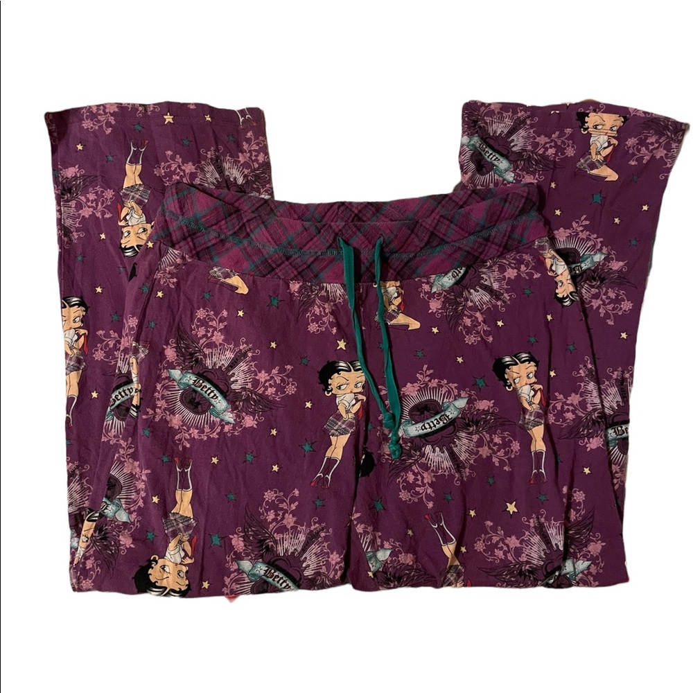 Betty Boop Green Purple Stripe Pajama Pants
